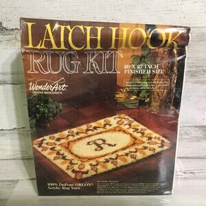 ANY INITIAL Monogram Wonderart Latch Hook Rug Kit 4748 NEW SEALED 20 x 27